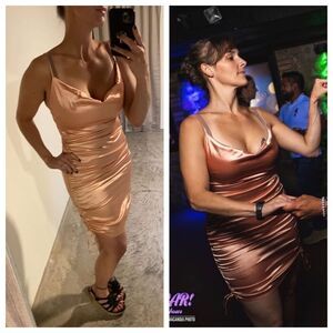 Champaign Ruched Dress Adjustable Spaghetti Straps Medium